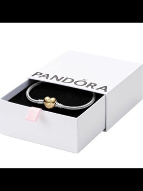 Pandora Two-Tone Heart Clasp Bracelet in Gold and Silver